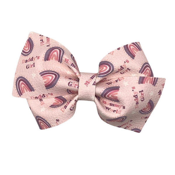 Baby Girl Rainbows Vegan Leather Bow