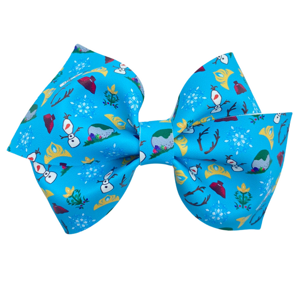 Blue Princess Winter Vegan Leather Bow