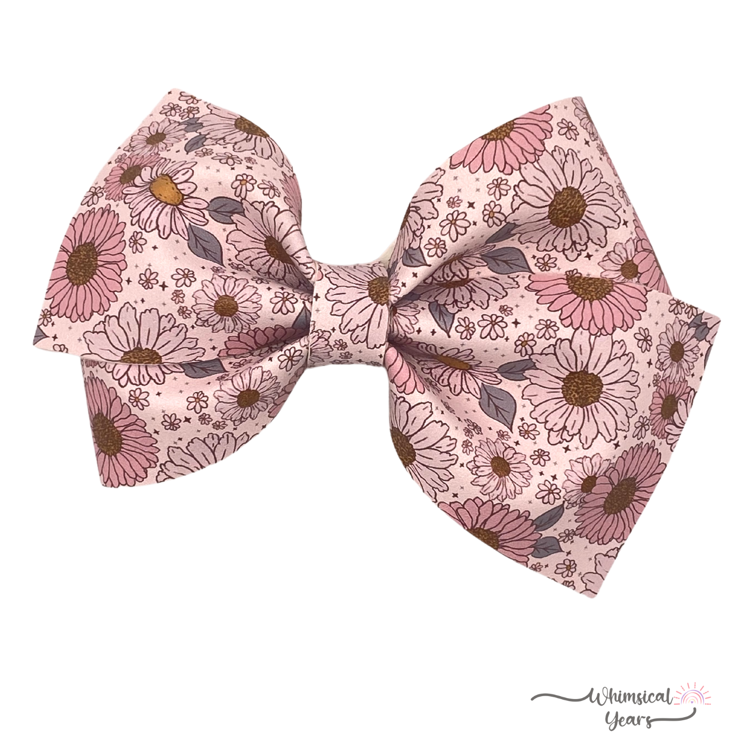 Fall Retro Flowers Vegan Leather Bow