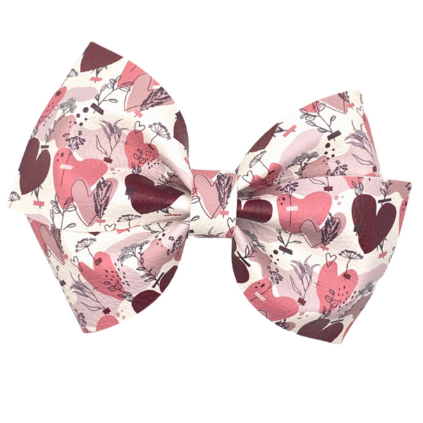 Hearts Collage Vegan Leather Bow