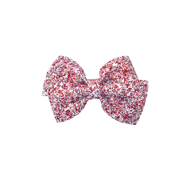 Red White Glitter Bow