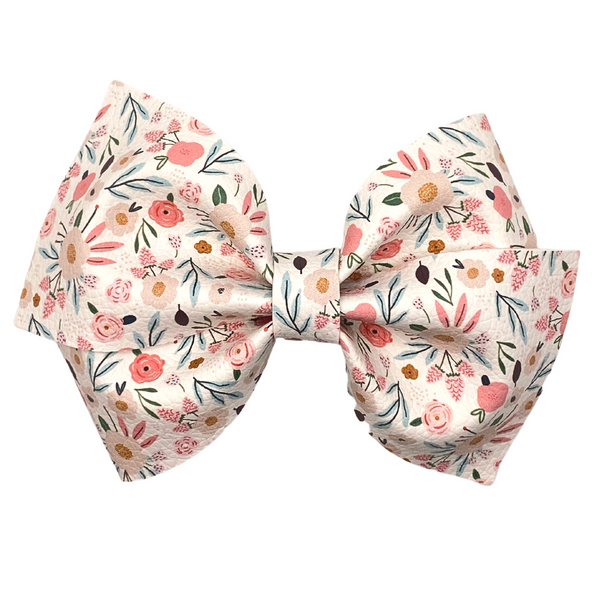 Soft Flowers Vegan Leather Bow