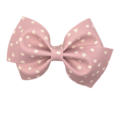 Mauve Daisies Vegan Leather Bow