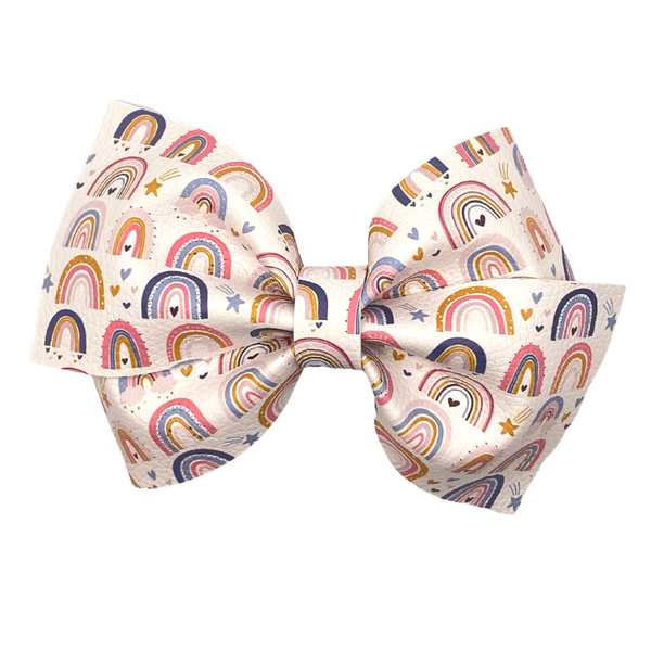 Hello World Rainbows Vegan Leather Bow