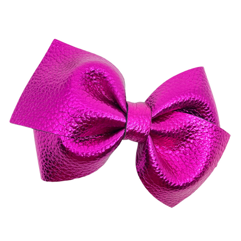 Bright Pink Vegan Leather Bow