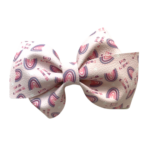 Daddy's Girl Rainbow Vegan Leather Bow