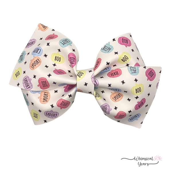 Pastel Spooky Vegan Leather Bow