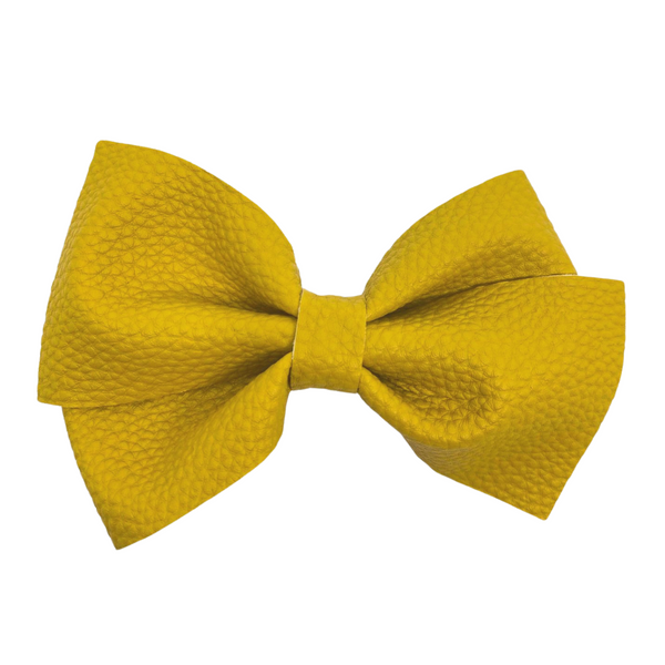 Mustard Vegan Leather Bow