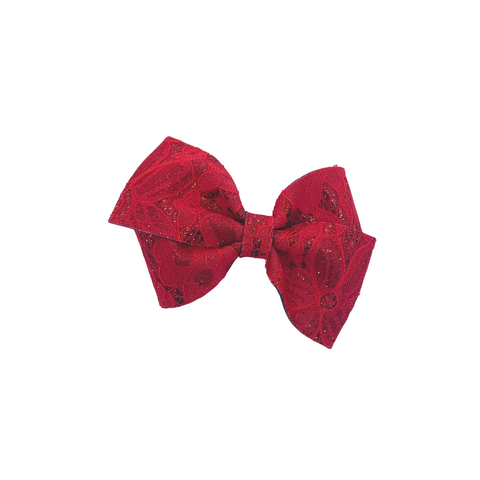 Red Lace Vegan Leather Bow