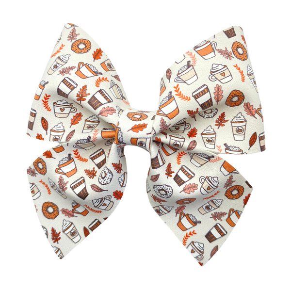 Coffee Fall Vegan Leather Bow