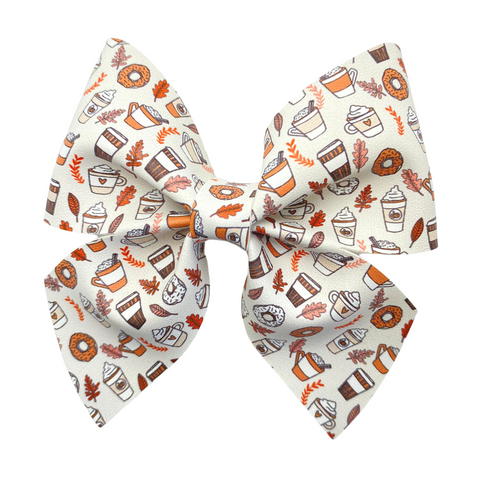 Coffee Fall Vegan Leather Bow