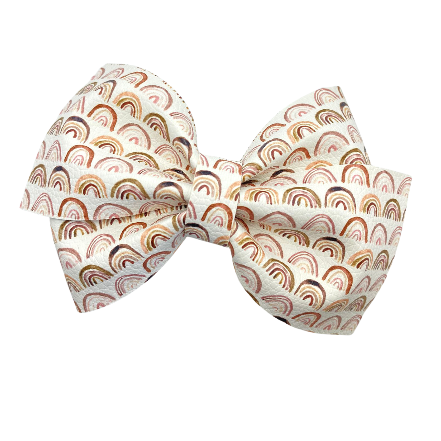 Fall Neutral Rainbows Vegan Leather Bow