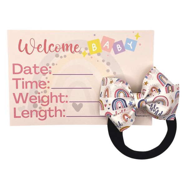 Hello World Rainbows Vegan Leather Bow