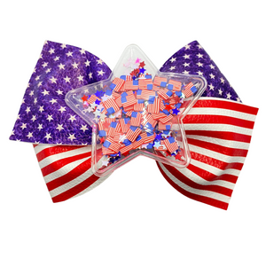 USA Flag Vegan Leather Bow