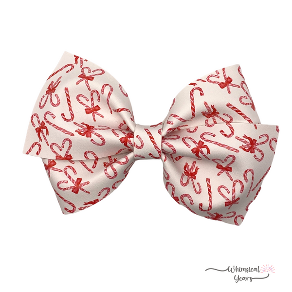 Candy Cane Vegan Leather Bow