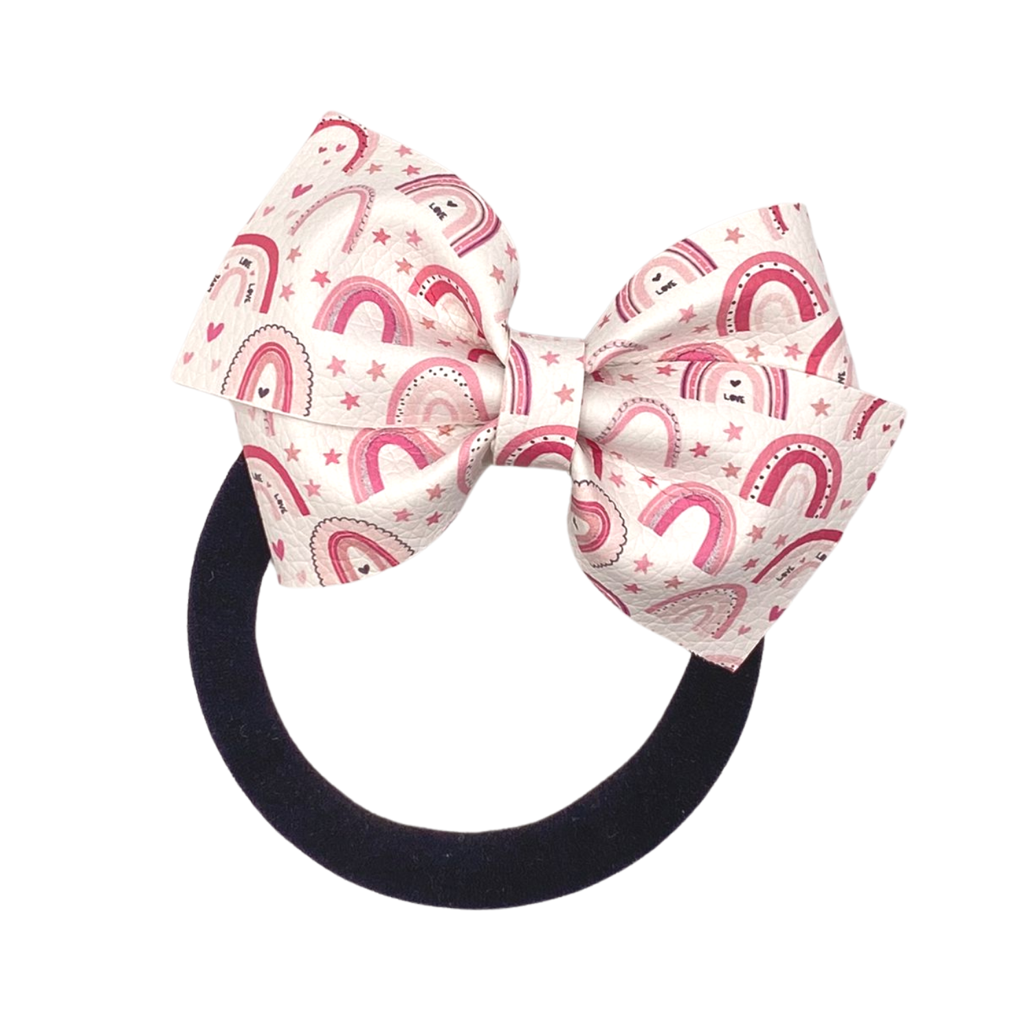 Pink Rainbows Vegan Leather Bow