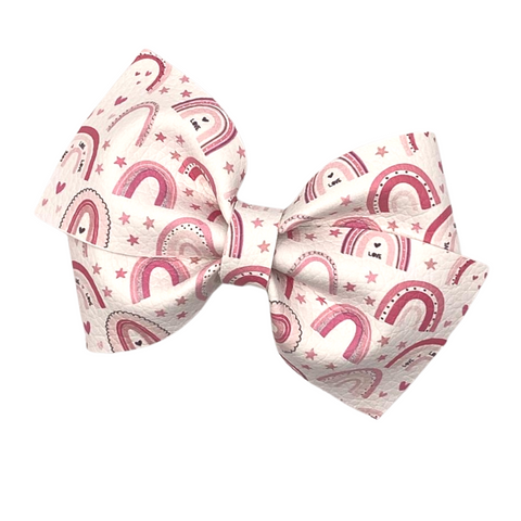 Pink Rainbows Vegan Leather Bow