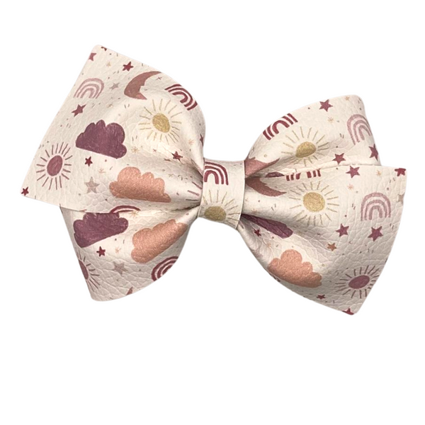 Sunshine Rainbows Vegan Leather Bow