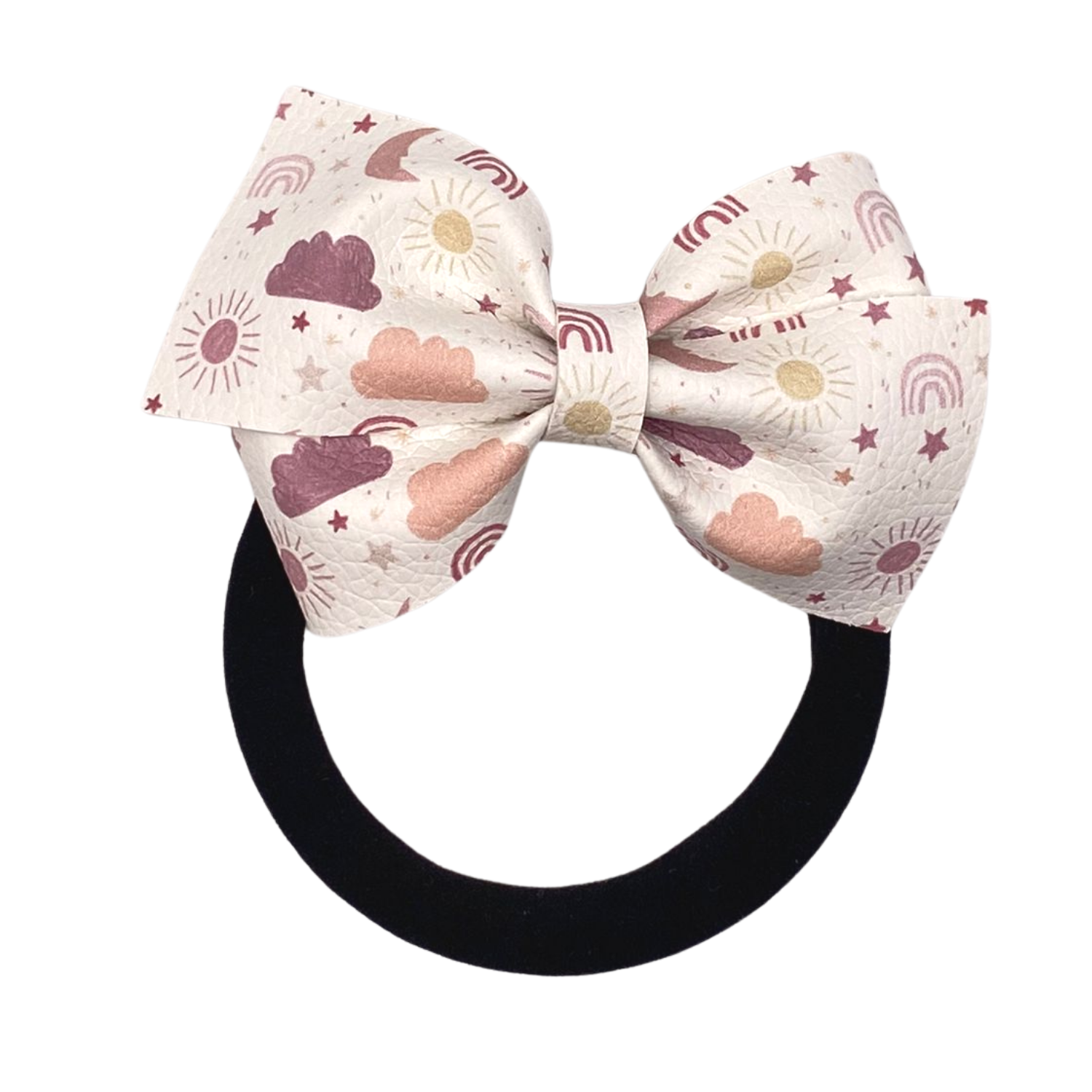 Sunshine Rainbows Vegan Leather Bow