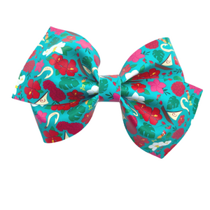 Hawaiian Flowers Princess Vegan Leather Bow