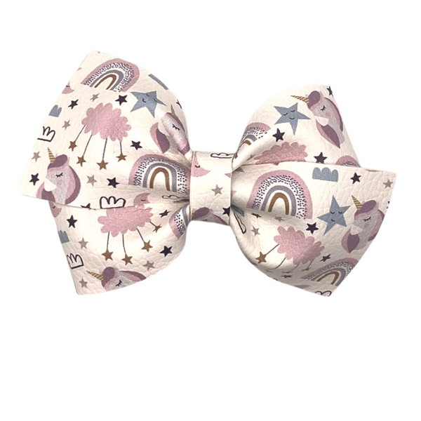 Unicorn Rainbows Vegan Leather Bow