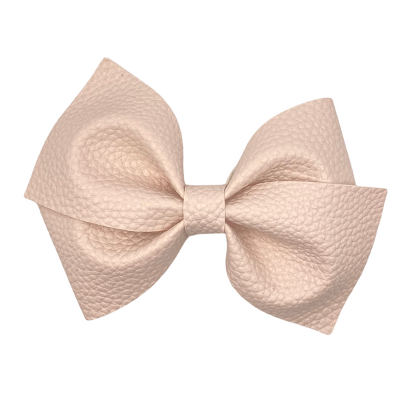 Textured Cream Vegan Leather Bow