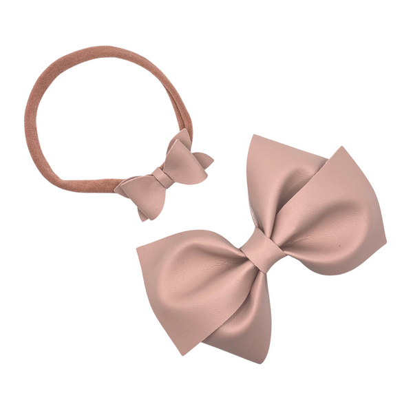 Soft Mauve Vegan Leather Bow