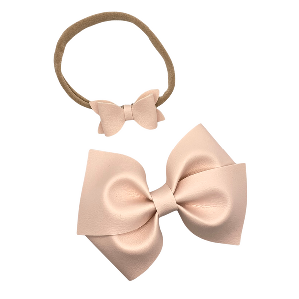 Soft Cream Vegan Leather Bow