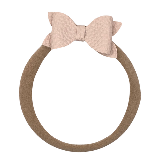 Mini Texture Soft Pink Vegan Leather Bow