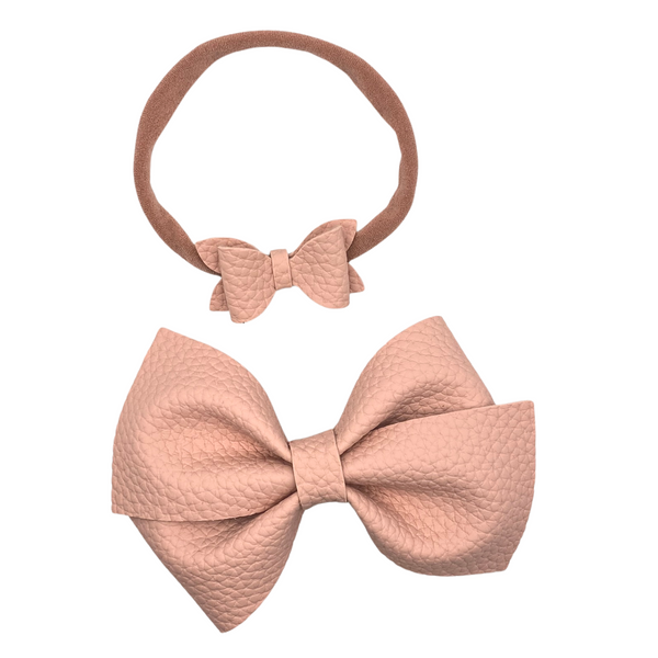 Textured Mauve Vegan Leather Bow