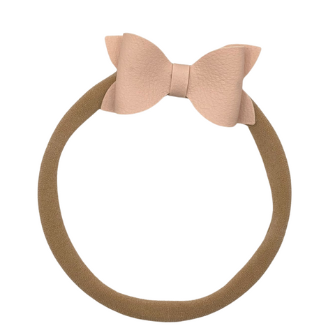 Mini Soft Pink Vegan Leather Bow