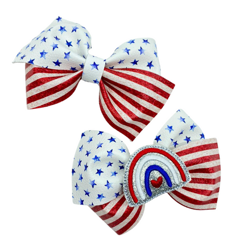 USA Flag Vegan Leather Bow