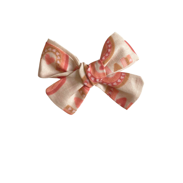 Hearts Rainbow Fabric Bow