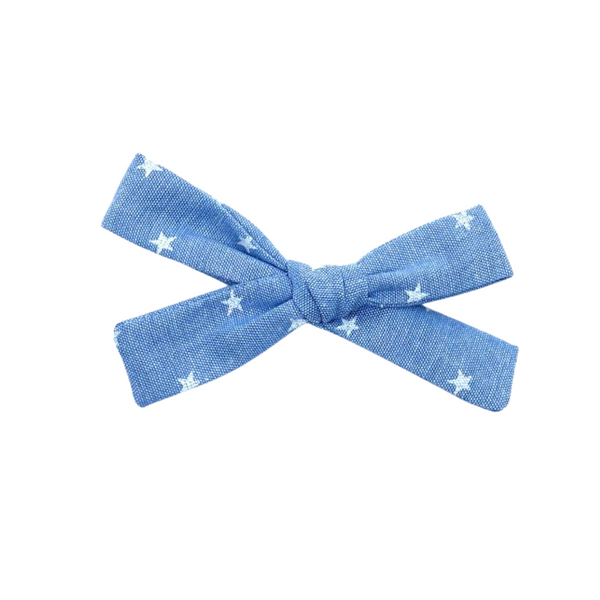 Star Blue Jean Fabric Bow