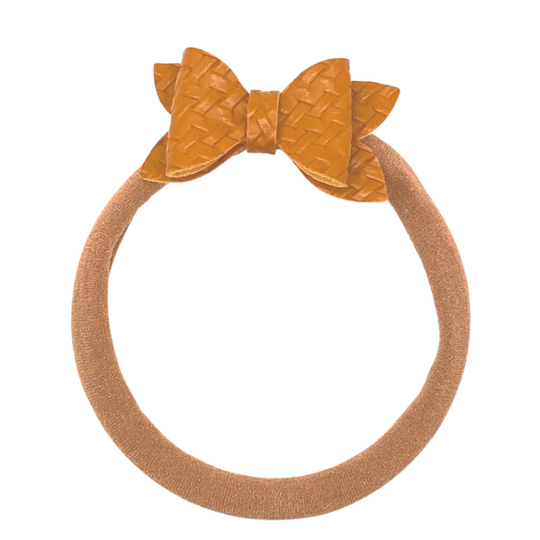 Camel Woven Vegan Leather Bow