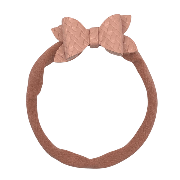 Soft Pink Woven Vegan Leather Bow