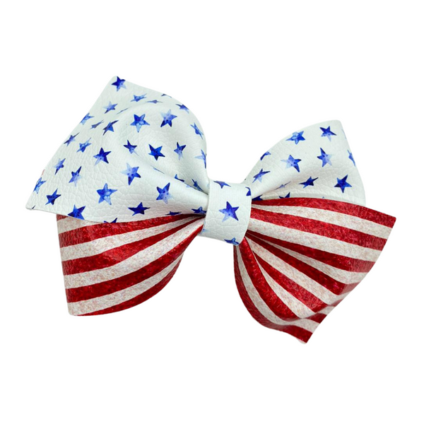 USA Flag Vegan Leather Bow