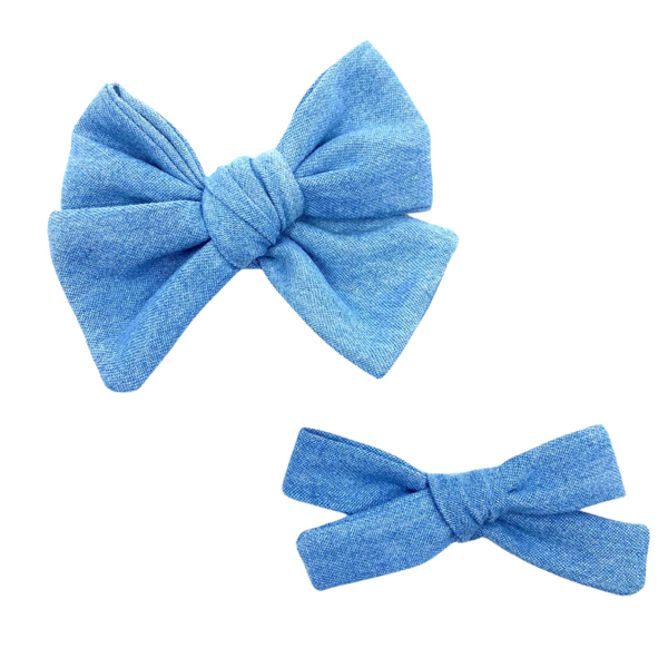 Light Blue Jean Fabric Bow