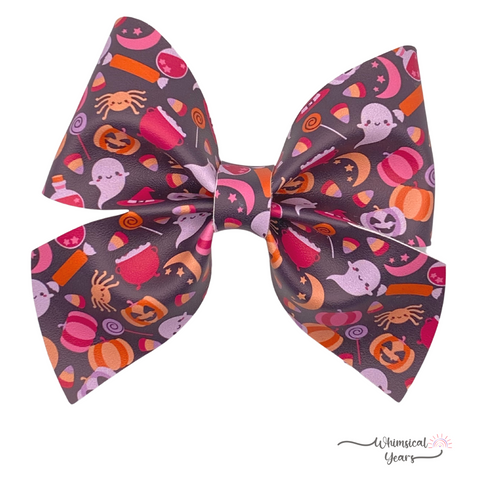 Halloween Vegan Leather Bow