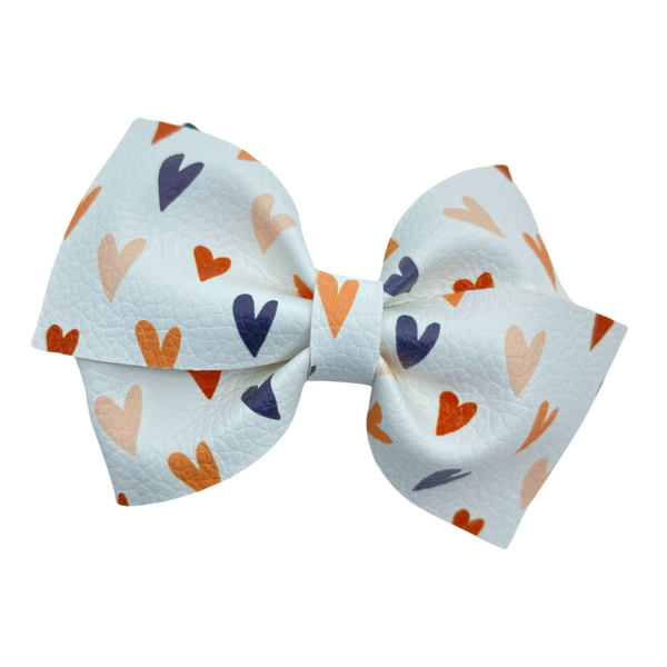 Neutral Hearts Vegan Leather Bow