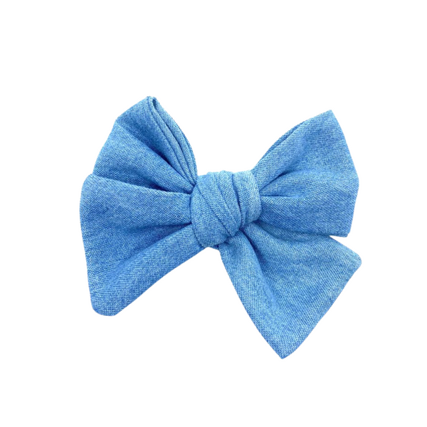 Light Blue Jean Fabric Bow