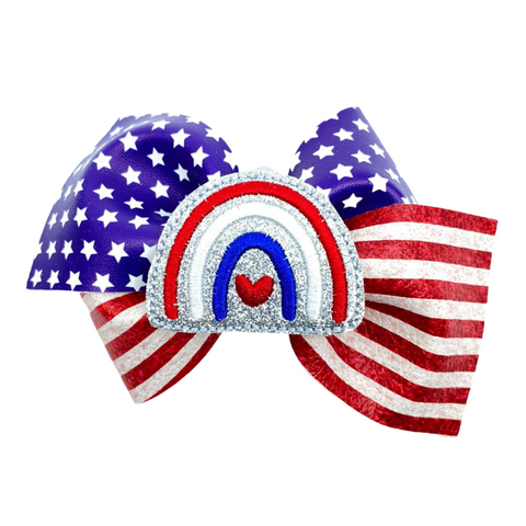 USA Flag Blue Vegan Leather Bow