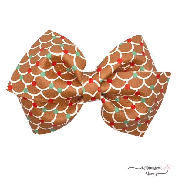 Gingerbread House Vegan Leather Bow