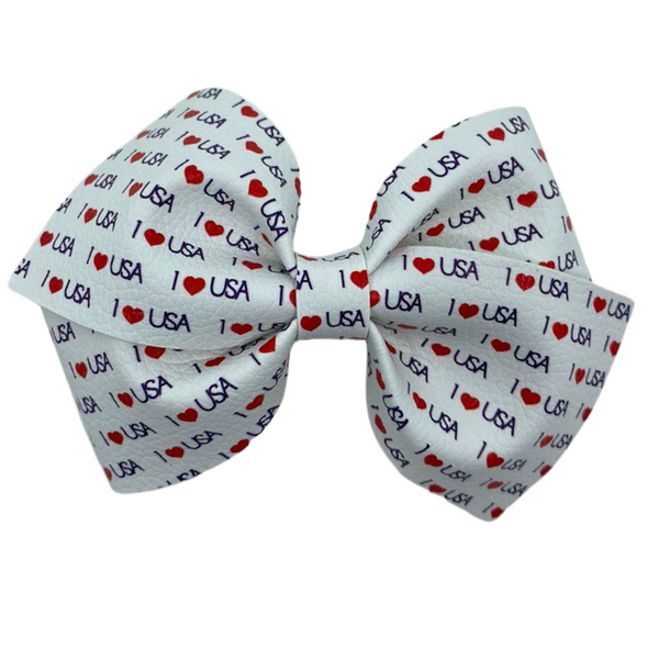 I Love USA Vegan Leather Bow