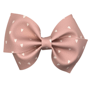 Mauve Hearts Vegan Leather Bow