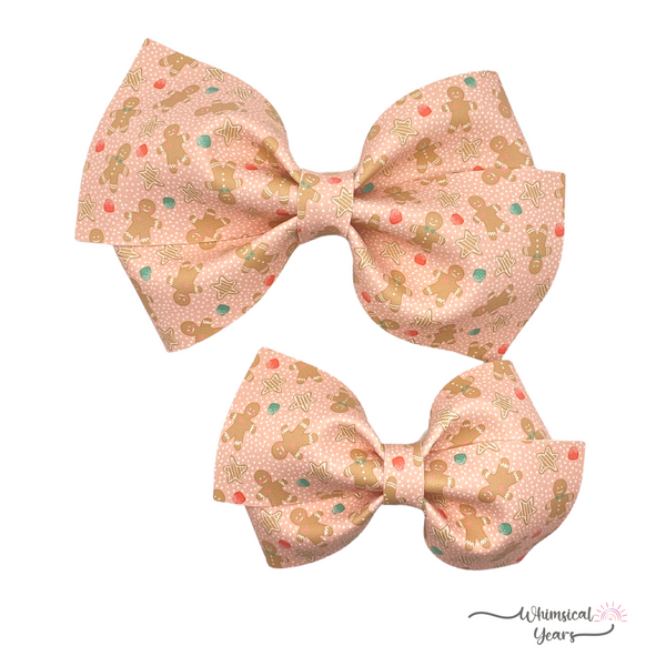 Gingerbread Man Vegan Leather Bow