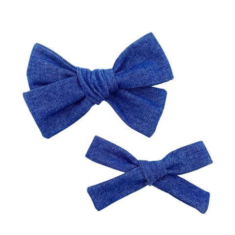 Dark Blue Jean Fabric Bow