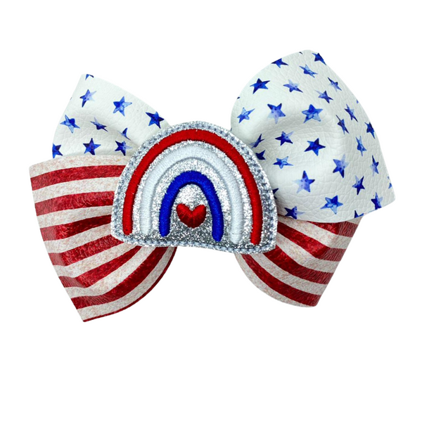 USA Flag Vegan Leather Bow