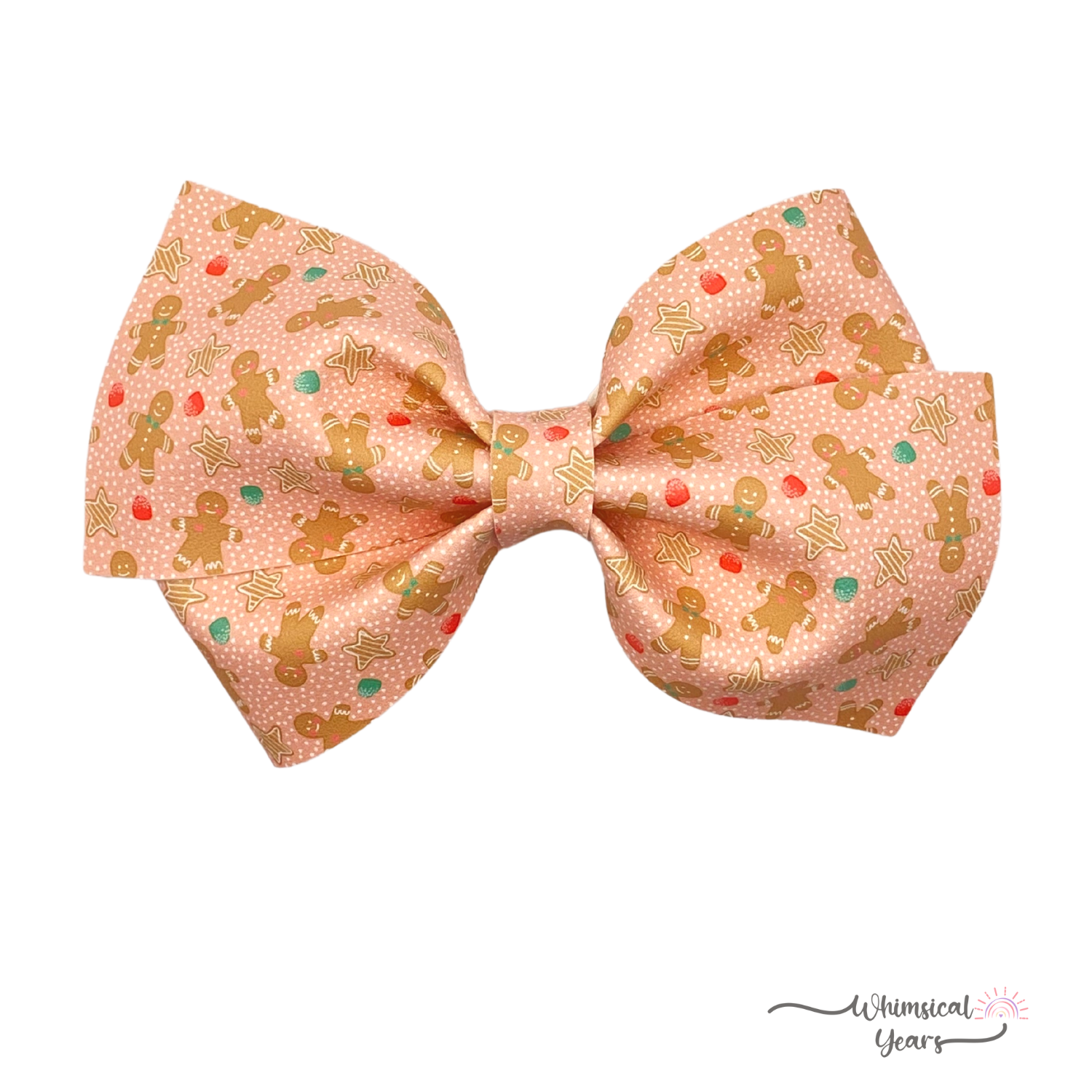 Gingerbread Man Vegan Leather Bow