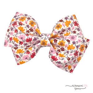 Fall Warm Flowers Vegan Leather Bow